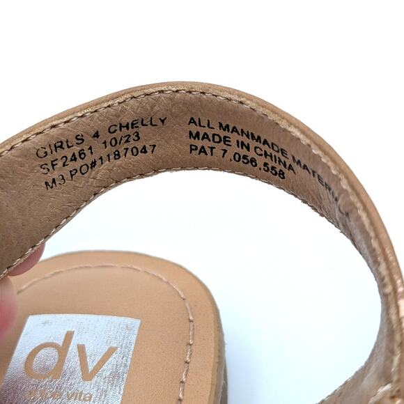 DV Dolce Vita Kids' Chelly Raffia Sandal Faux Leather Tan Size US4 EU36 - Picture 4 of 10